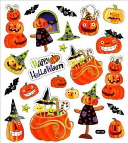 Sticker groß bunt transparent, Happy Halloween